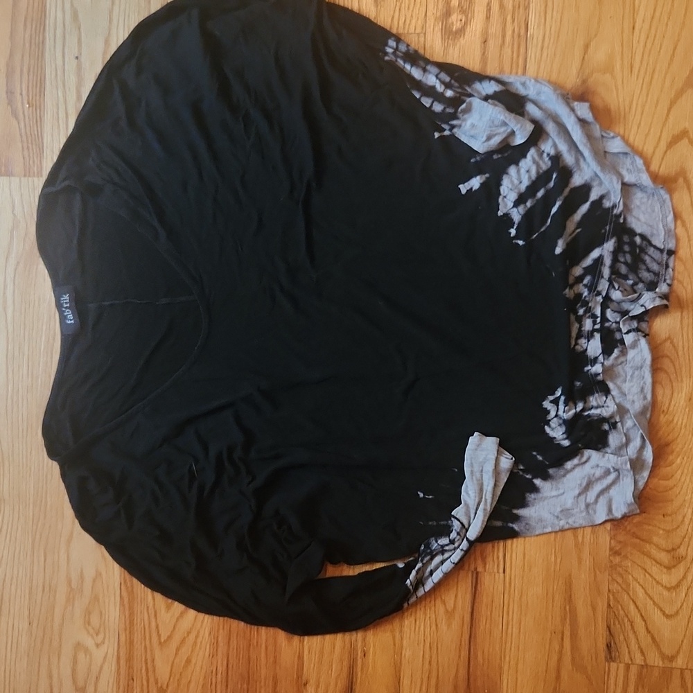 fab'rik Black and White Tie-Dye Long Sleeve Top